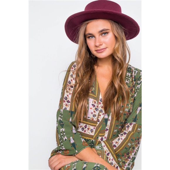 BURGUNDY FEDORA HAT - Picture 3 of 3